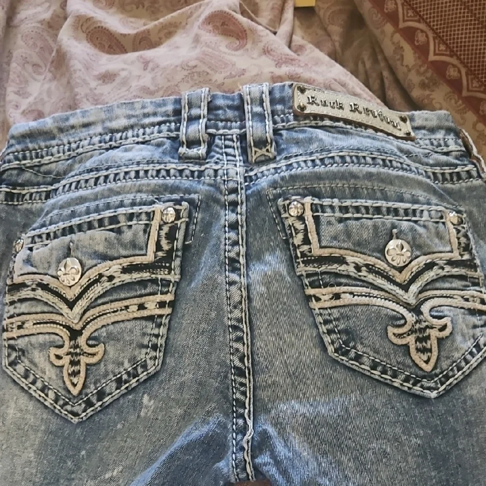 Rock Revival Women's Distressed Blue Jeans - Picture 2 of 2